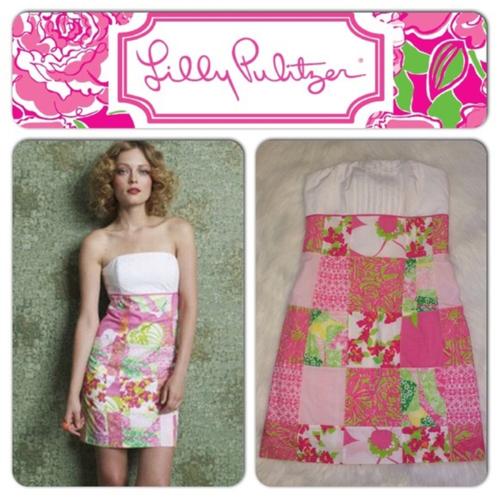 Lily Pulitzer Franco Strapless Patchwork Dress (0) - image 1